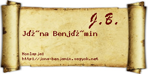 Jóna Benjámin névjegykártya